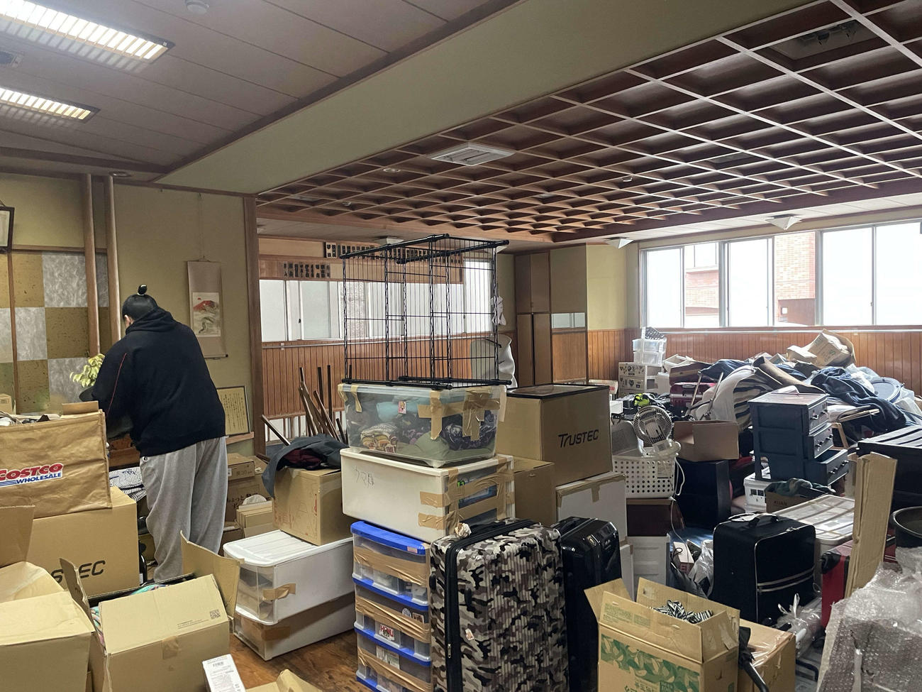 引っ越し直前の高砂部屋の稽古場（撮影・奥岡幹浩）