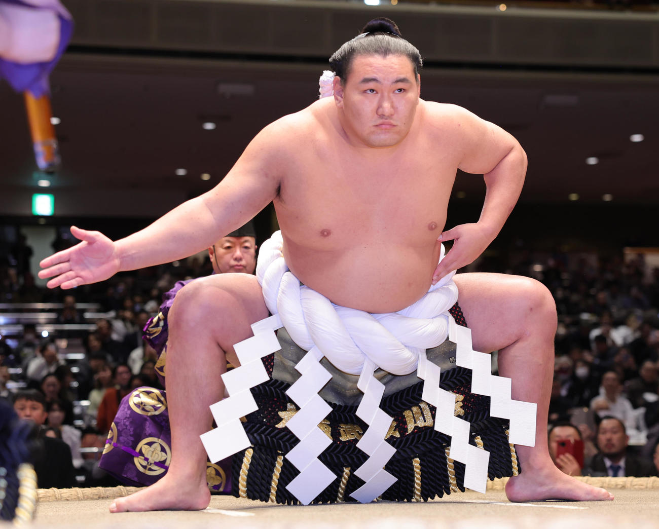 横綱土俵入りを行う豊昇龍（撮影・野上伸悟）