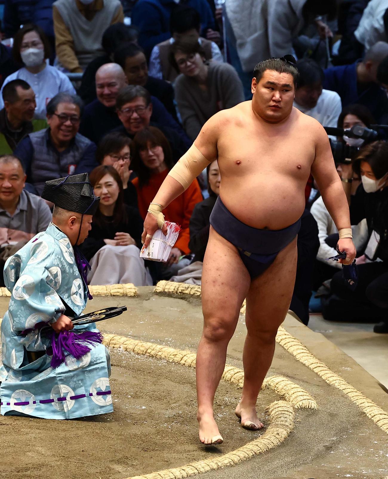 若元春に勝利した豊昇龍（撮影・上田博志）
