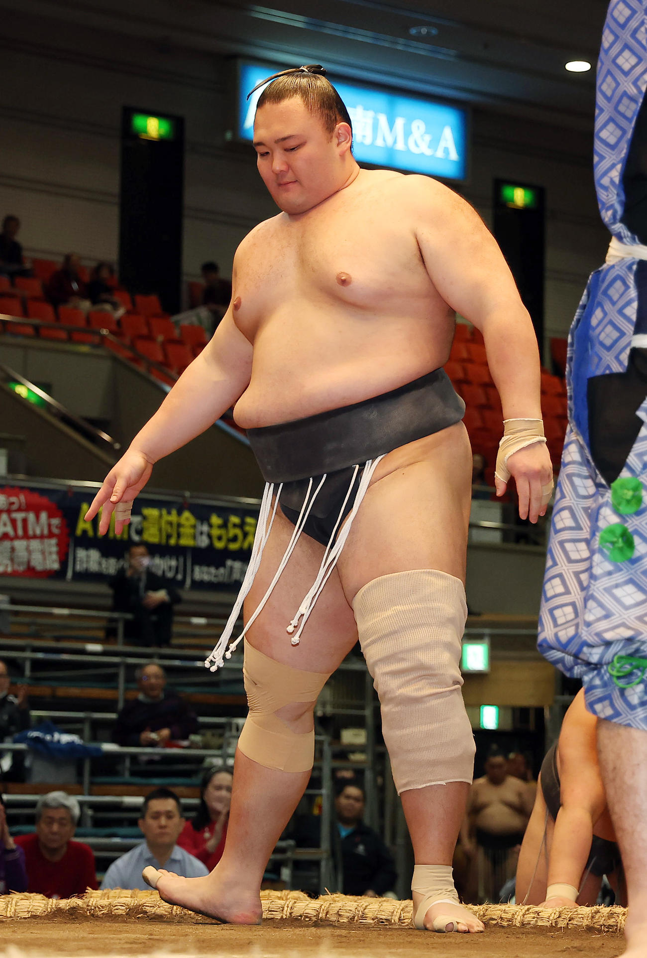 碇潟を押し倒しで破った朝乃山（撮影・前田充）