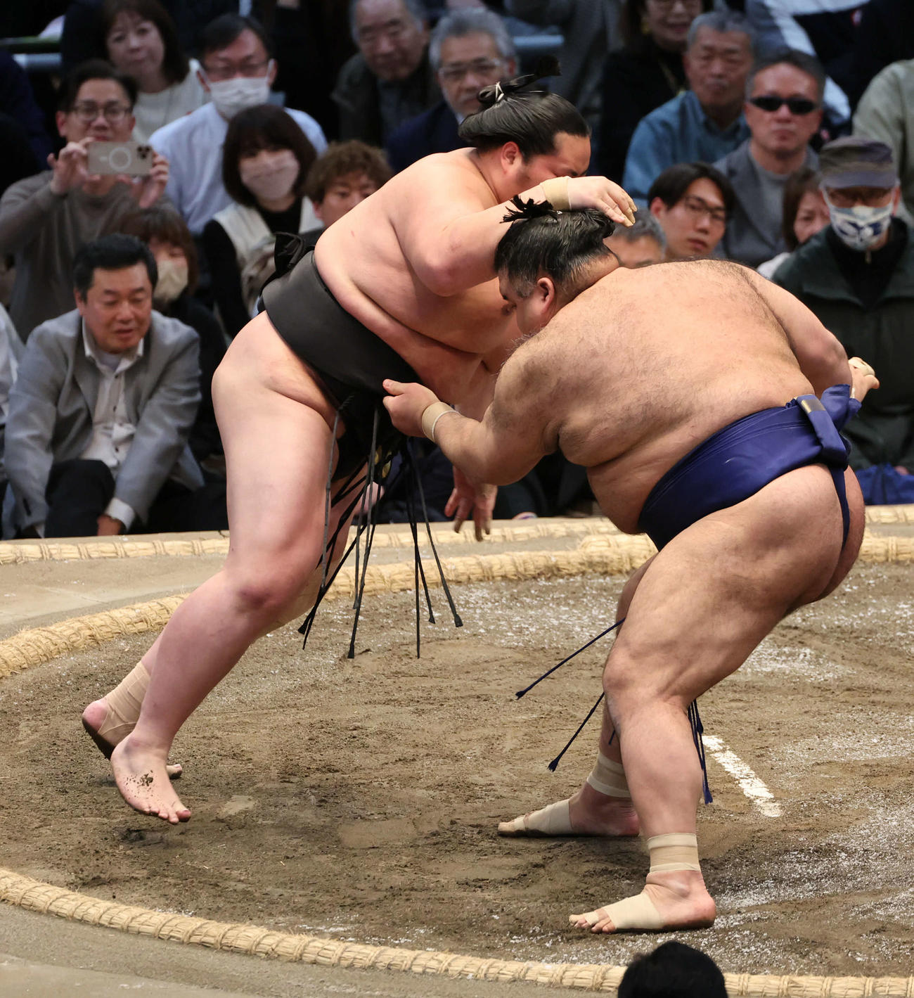 大相撲春場所9日目　○高安（下手出し投げ）×琴桜（撮影・西尾就之）＝エディオンアリーナ大阪、2025年3月17日