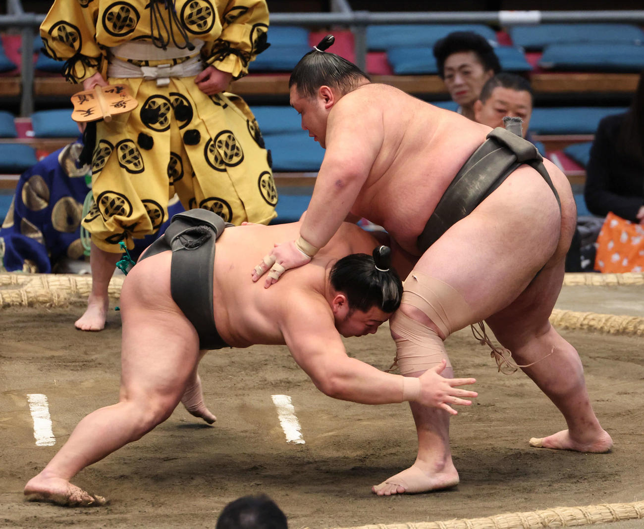 大相撲春場所13日目　欧勝竜はで川副を下し、幕下優勝を決める（撮影・西尾就之）