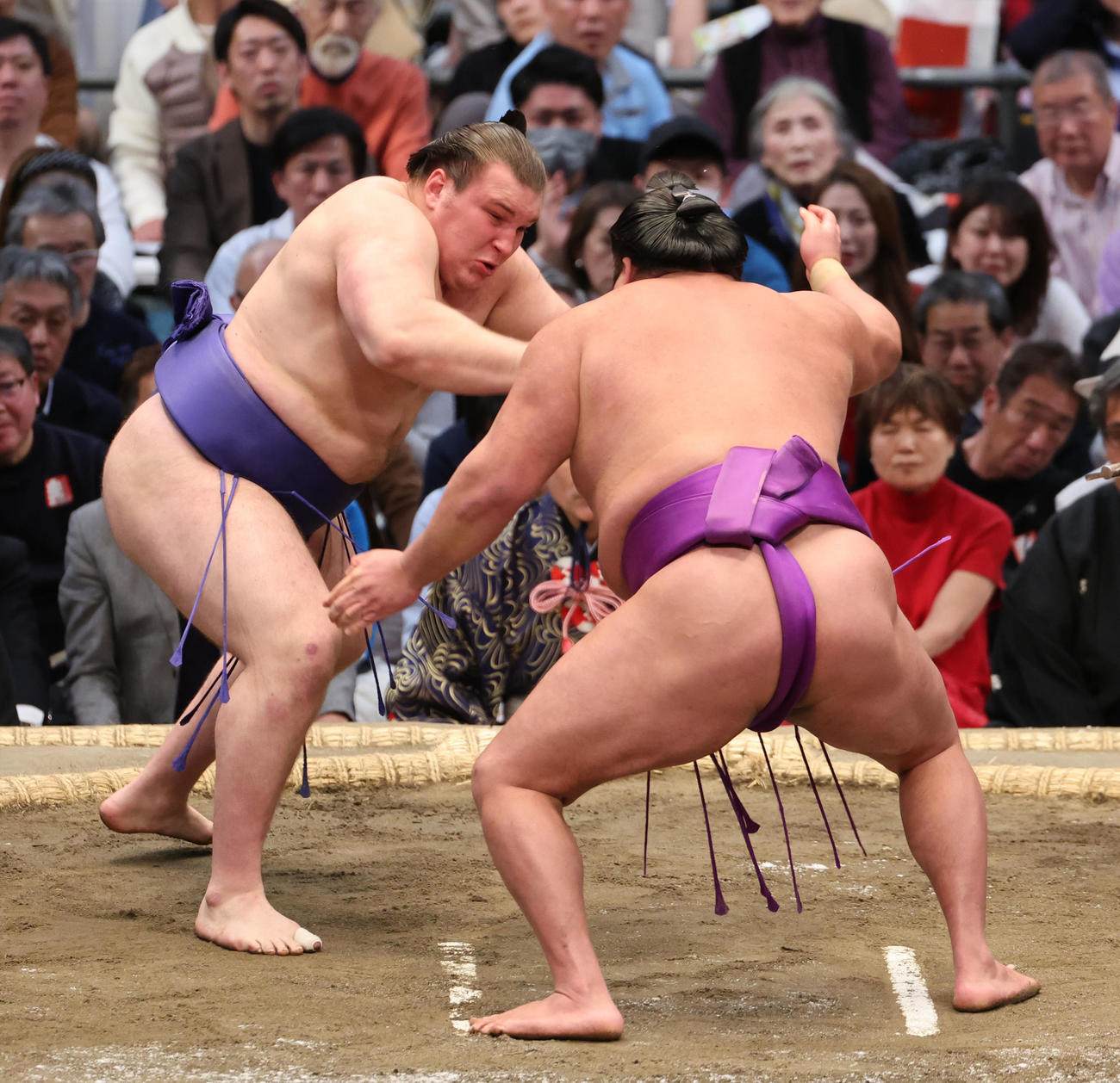 大相撲春場所14日目　安青錦は寄り切りで尊富士を下す（撮影・西尾就之）＝エディオンアリーナ大阪、2025年3月22日