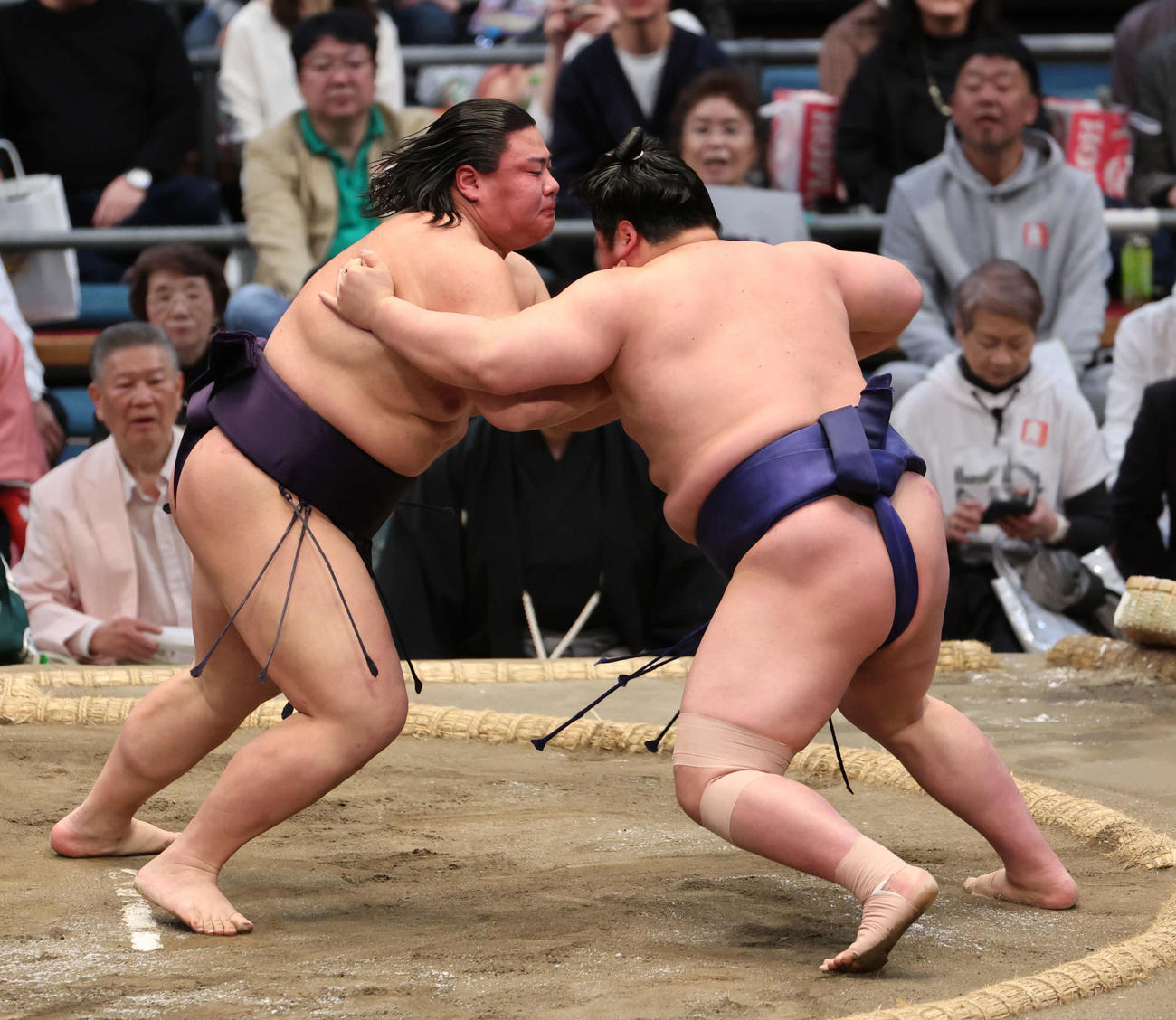 草野は押し出しで藤青雲を下し14勝1敗で今場所を終えた（撮影・西尾就之）