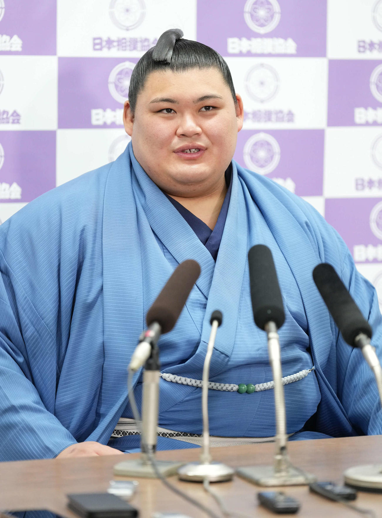 綱とりがかかった大相撲夏場所への意気込みを語る大関大の里（撮影・小沢裕）
