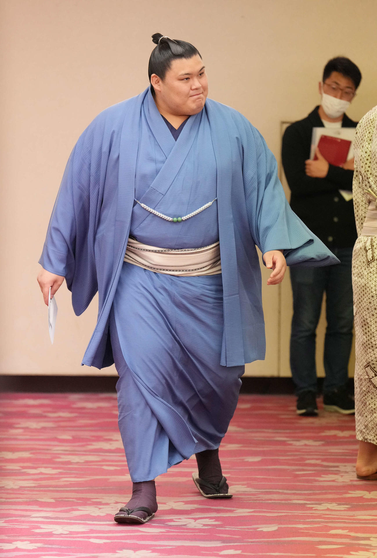 力士会に臨む大の里（撮影・小沢裕）