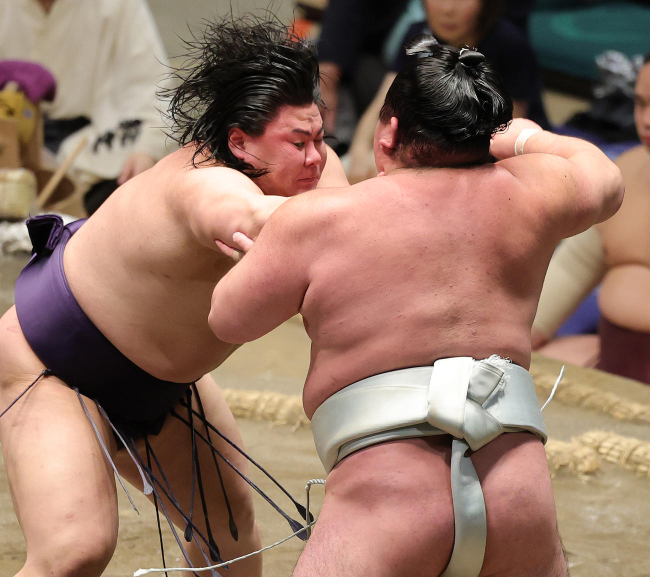 日翔志（右）を押しだしで破った草野（撮影・野上伸悟）