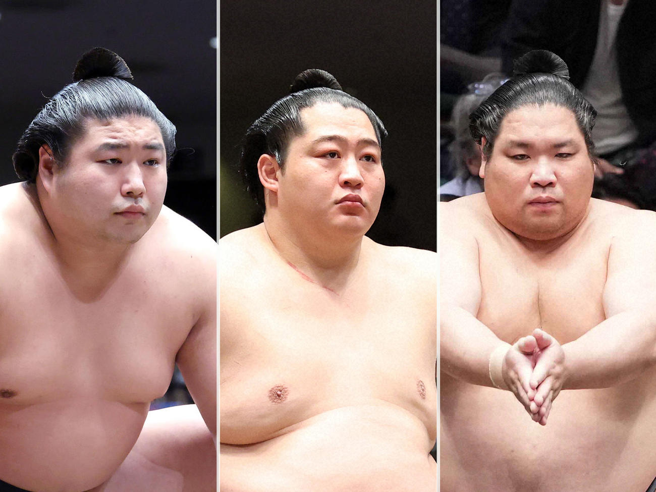 左から若元春、遠藤、錦木