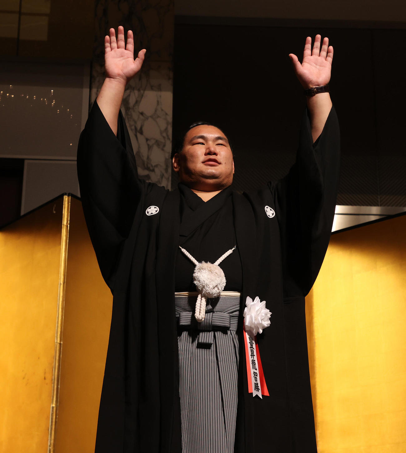 万歳する豊昇龍（代表撮影）