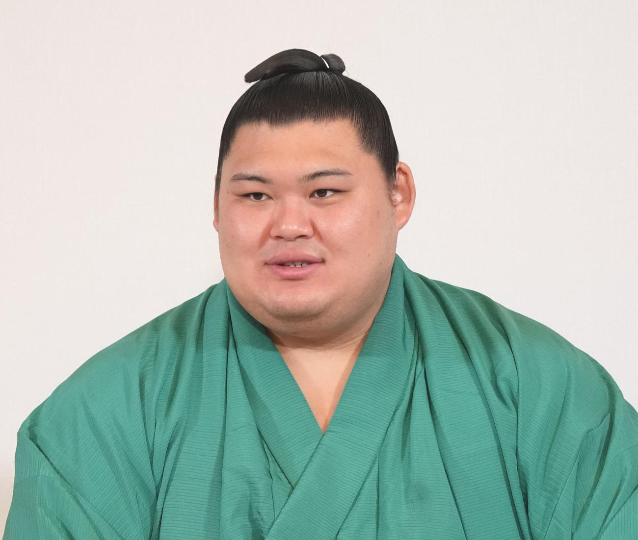 会見する横綱大の里（撮影・森本幸一）