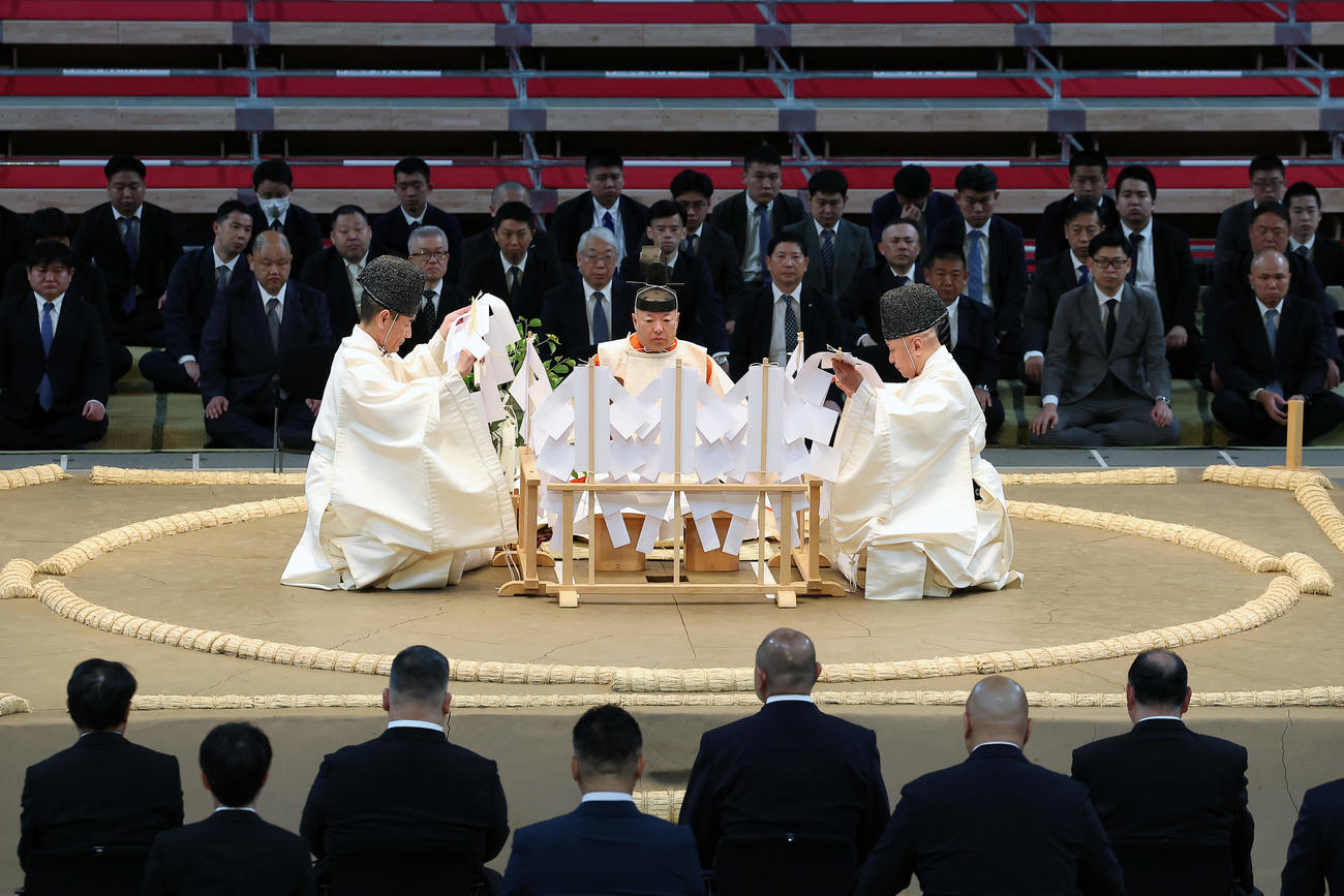 大相撲名古屋場所の土俵祭（撮影・前田充）