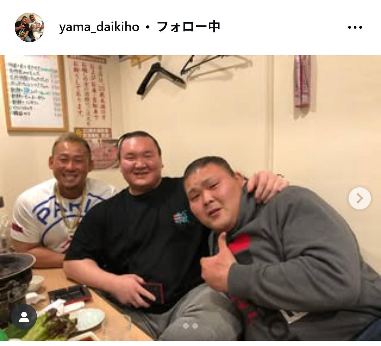 元大喜鵬の山口雅弘さんのインスタグラムから