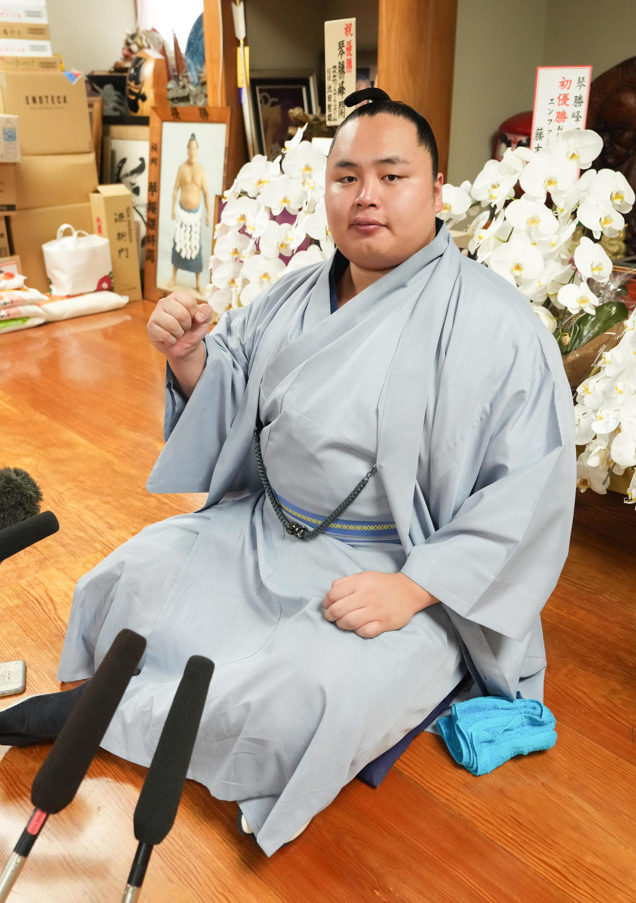 会見で秋場所への抱負を語った名古屋場所優勝の琴勝峰＝2025年9月1日