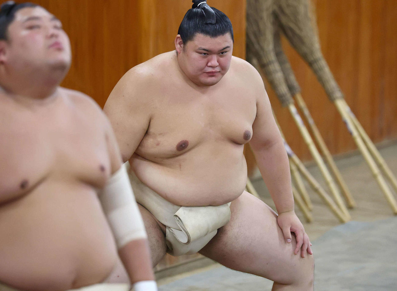 横綱審議委員会稽古総見で汗を流す大の里（代表撮影）