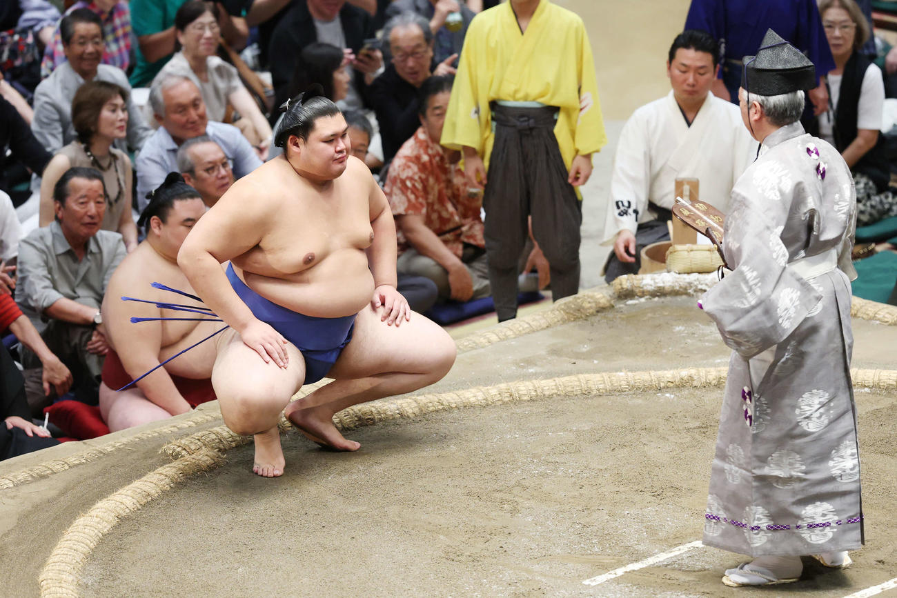 琴桜の休場により不戦勝となった大の里（撮影・宮地輝）