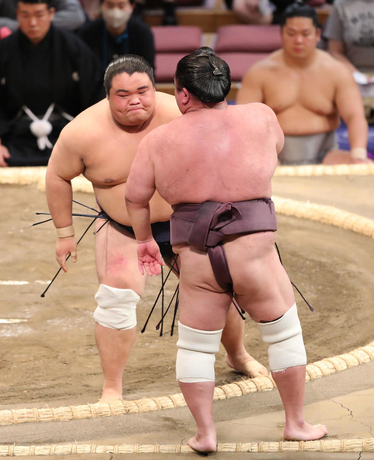 大相撲九州場所初日　押し出しで紫雷を下した藤凌駕（撮影・梅根麻紀）