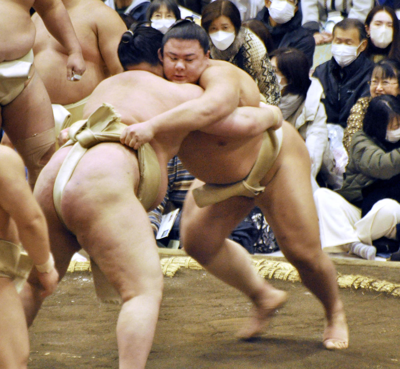 冬巡業で汗を流す義ノ富士（共同）