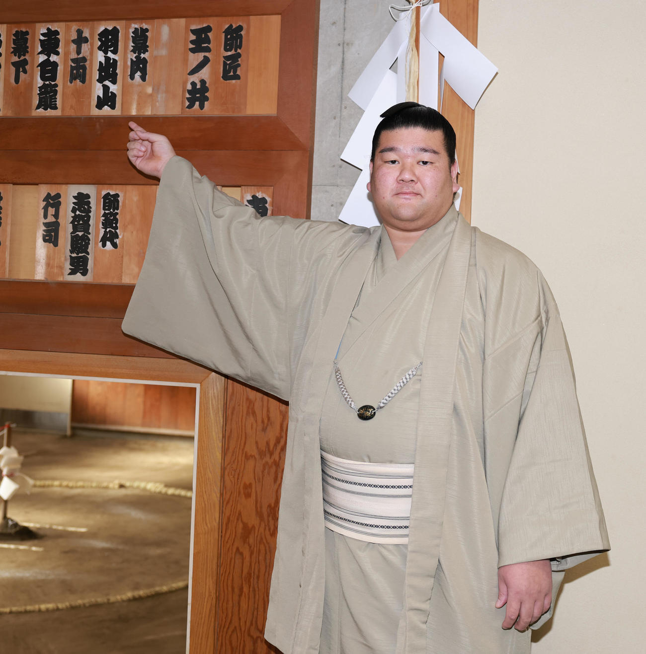 初場所での新入幕を決めた羽出山（撮影・野上伸悟）