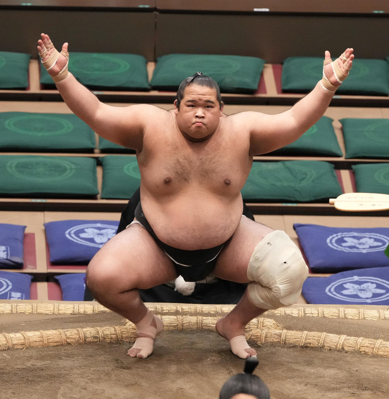 塵手水（ちりちょうず）を切る生田目（撮影・小沢裕）