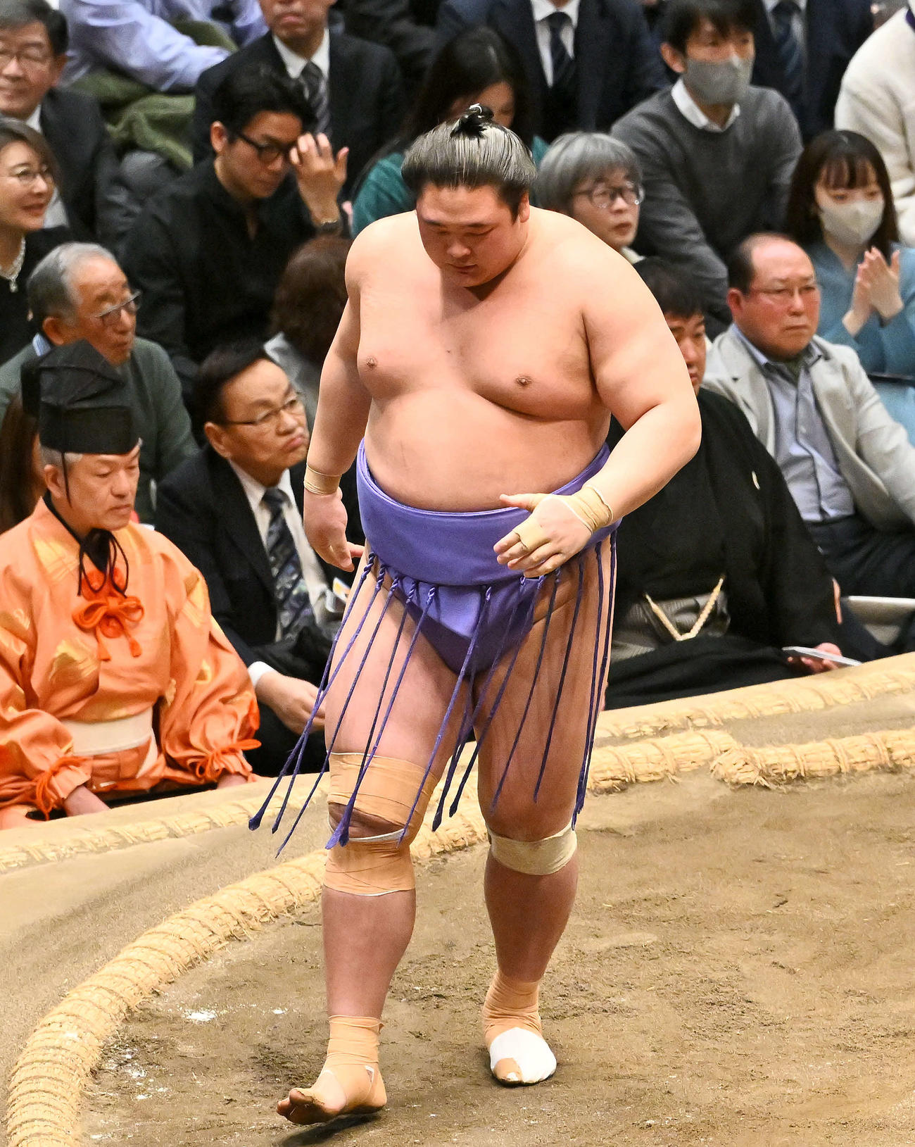 欧勝海は若元春に敗れる（撮影・滝沢徹郎）