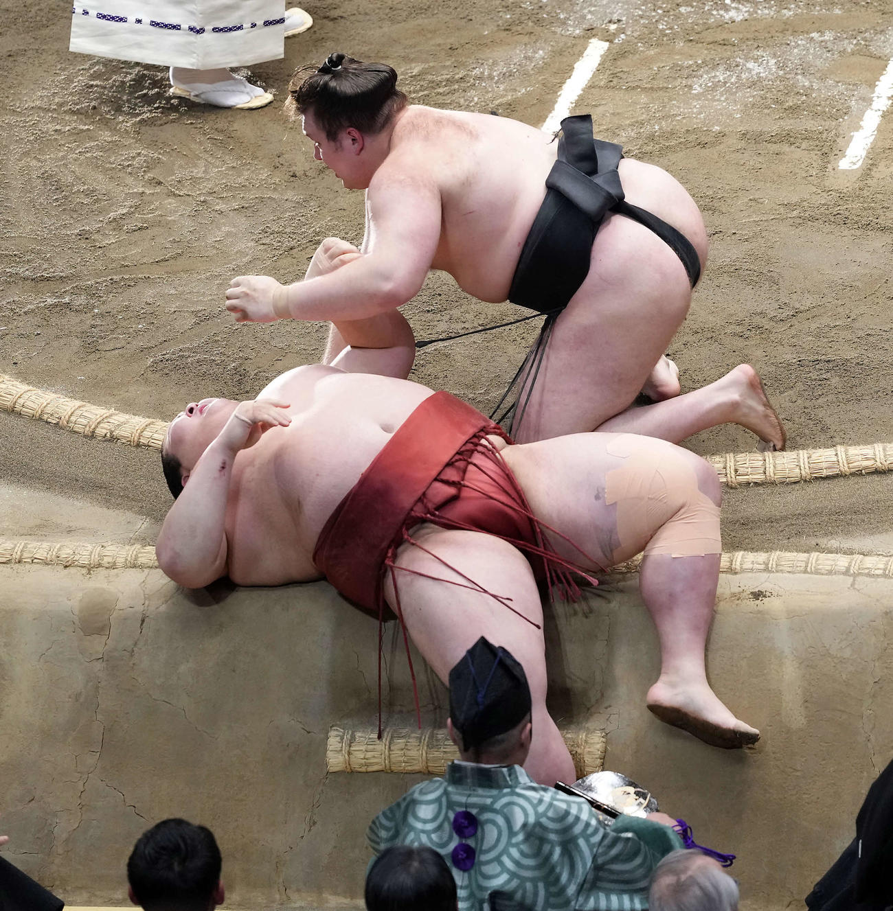 優勝決定戦で熱海富士を下した安青錦（撮影・たえ見朱実）