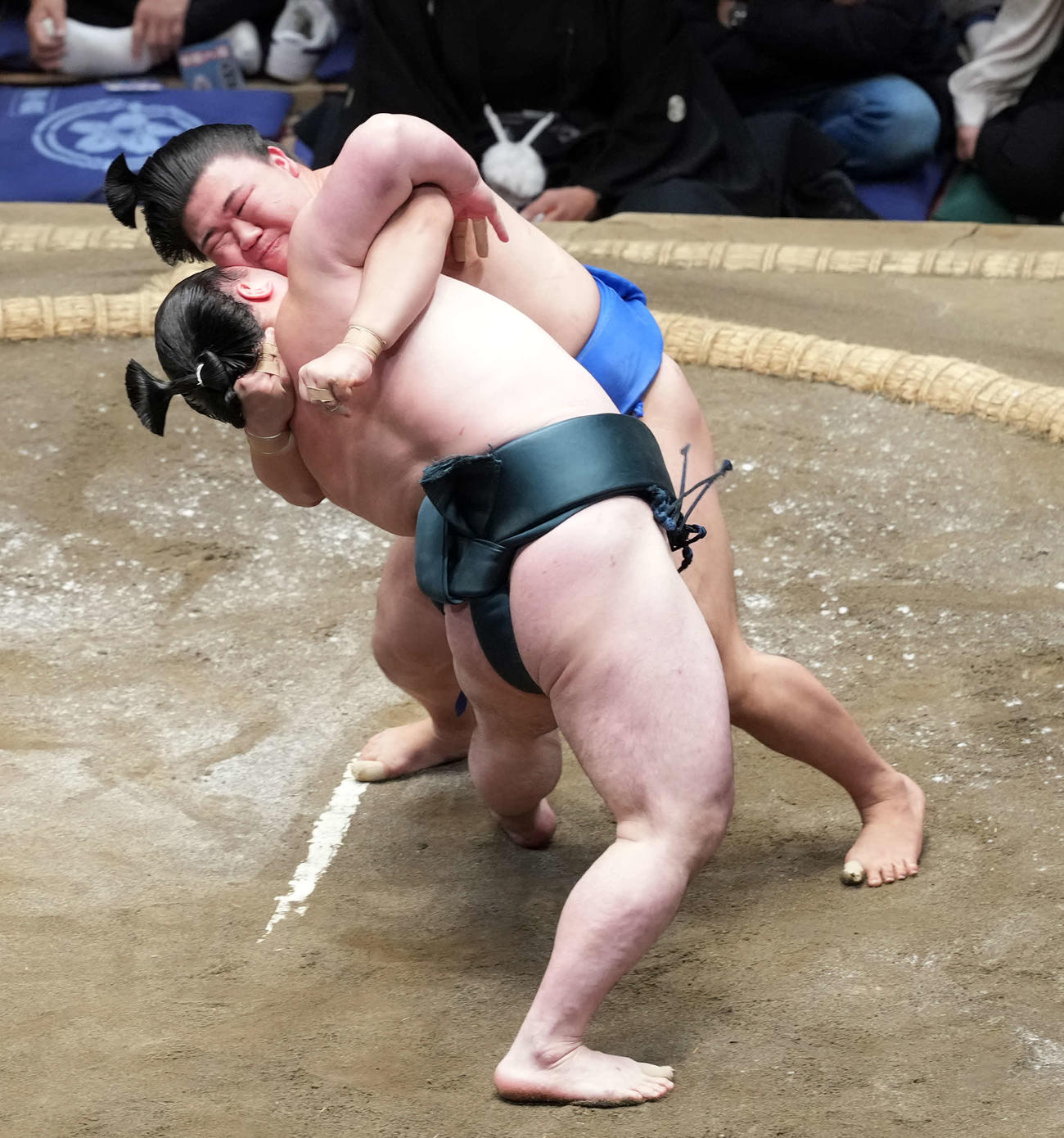 時疾風にすくい投げで勝った藤ノ川（撮影・たえ見朱実）