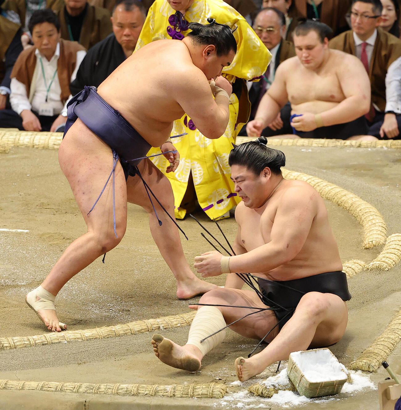 大相撲春場所10日目　豊昇龍は若元春を寄り倒しで破る（撮影・上田博志）
