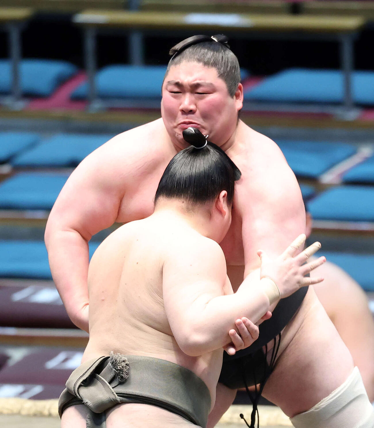 玉の寅（手前）を攻める阿龍（撮影・鈴木正人）　