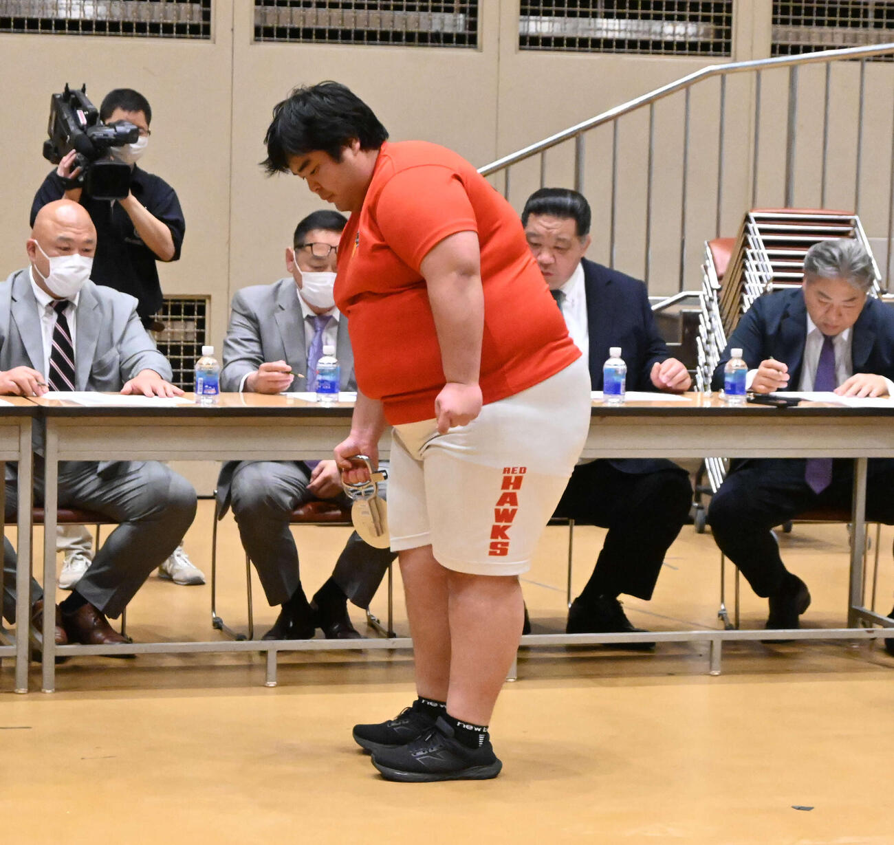 新弟子運動能力検査に臨んだ宇座（撮影・飯岡大暉）