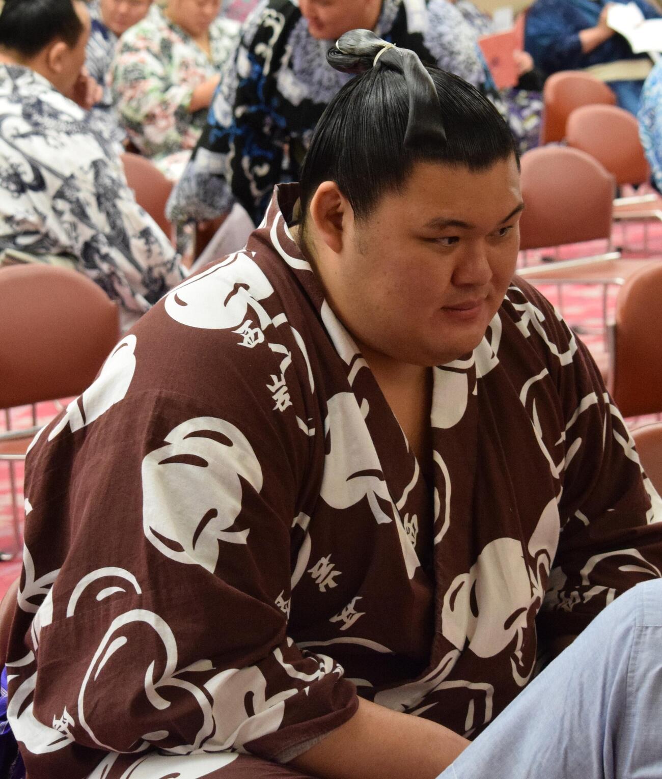 力士会に参加する大の里（撮影・山田遼太郎）