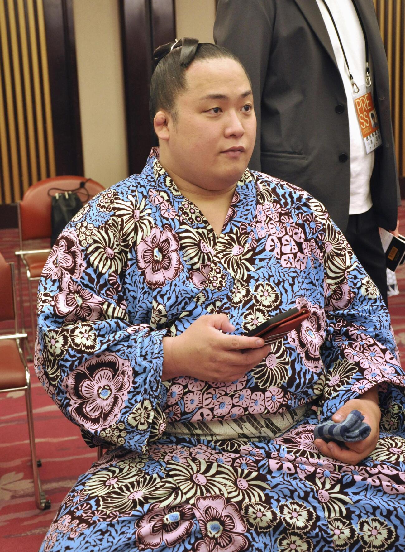 力士会に出席した翠富士＝28日、両国国技館（共同）