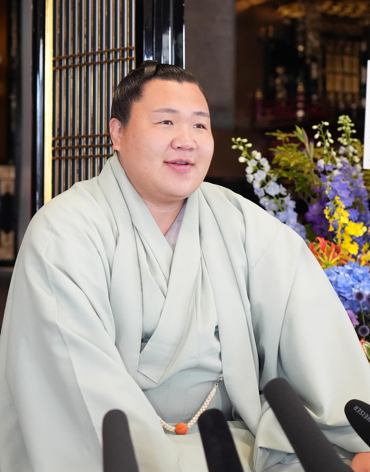会見をする大青山（撮影・森本幸一）