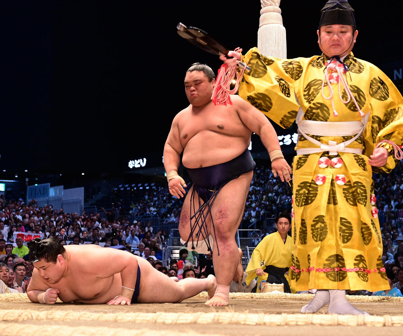 若ノ藤勝左）は藤凌駕に押し倒しで敗れる（撮影・森本幸一）