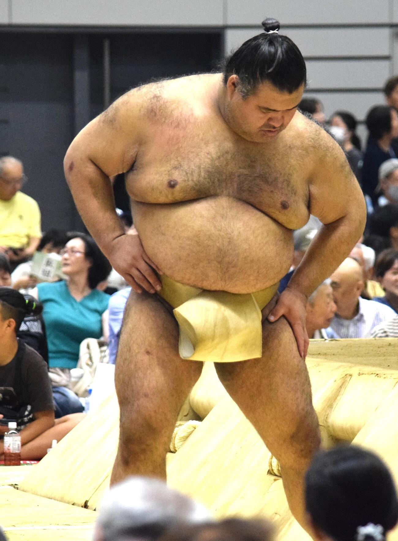 左足を気にする高安（撮影・山田遼太郎）