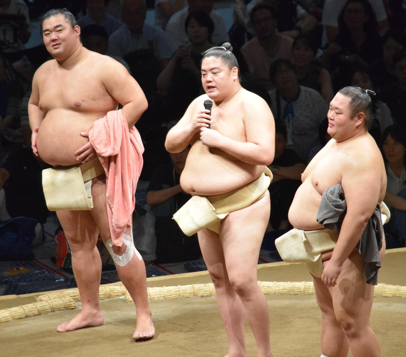 質問に答える、左から湘南乃海、一山本、友風