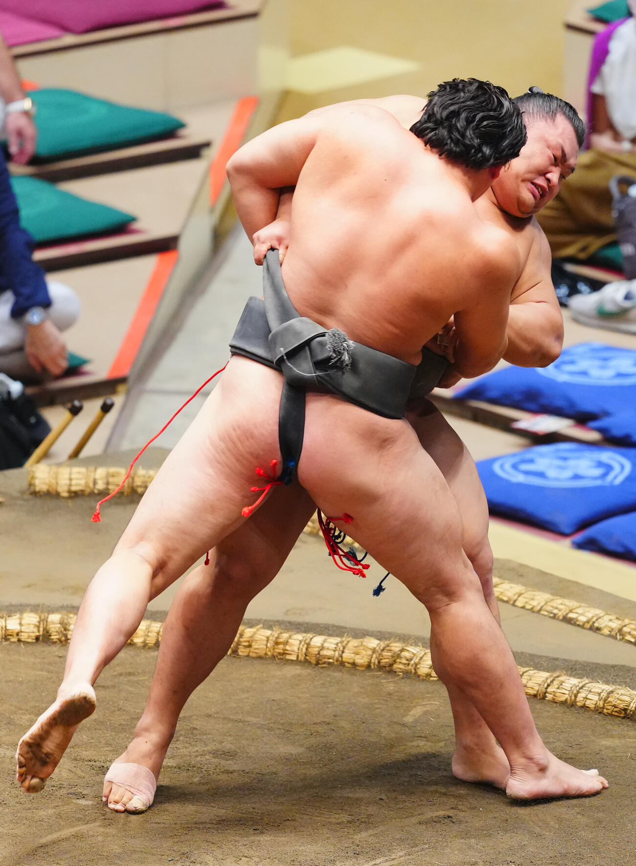 寄り倒しで行徳（後方）を破る大森（撮影・垰建太）