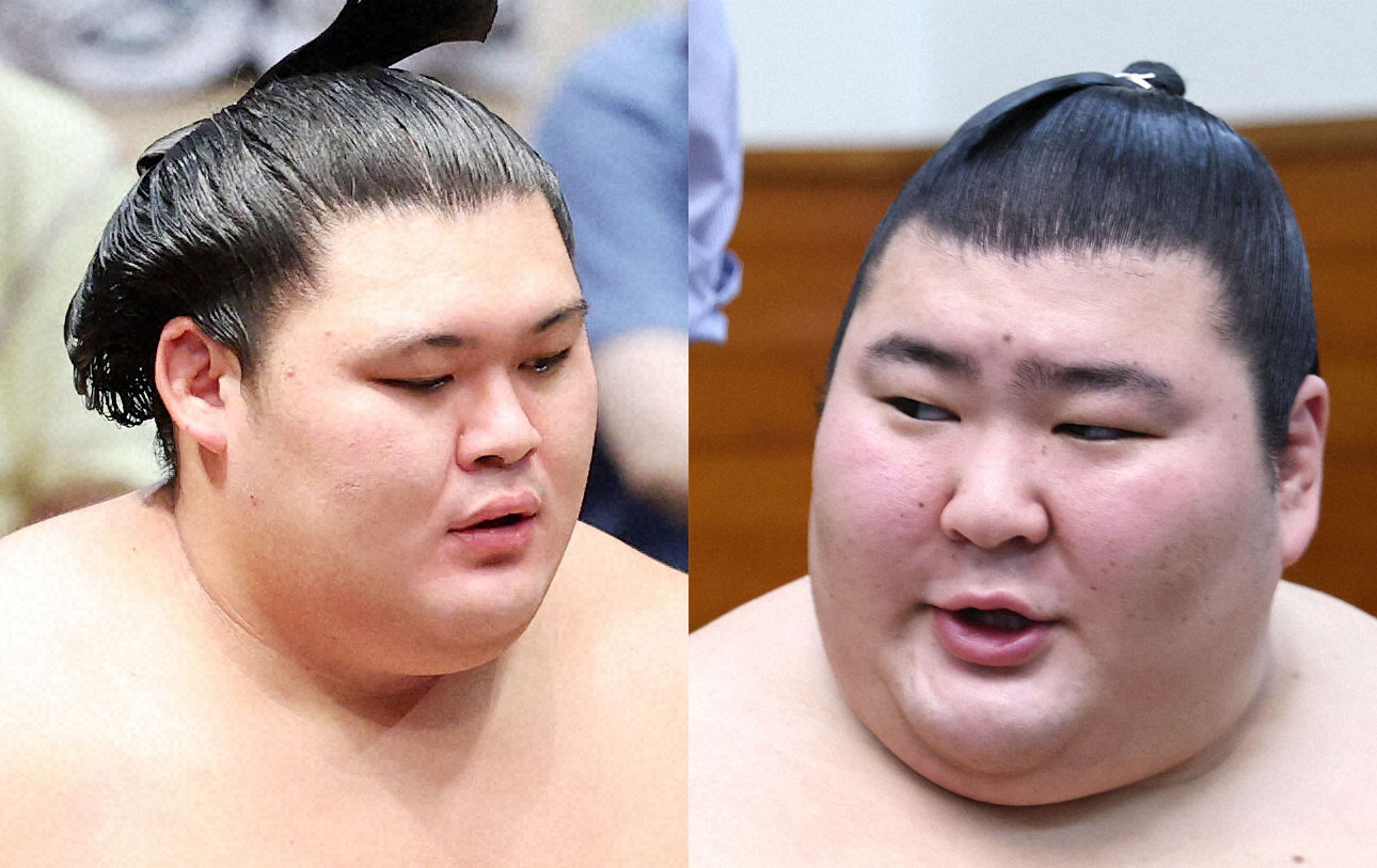 横綱大の里（左）と関脇熱海富士