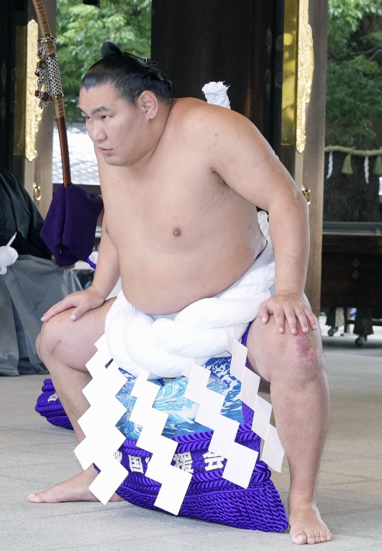 明治神宮奉納土俵入りに臨む豊昇龍（撮影・小島史椰）
