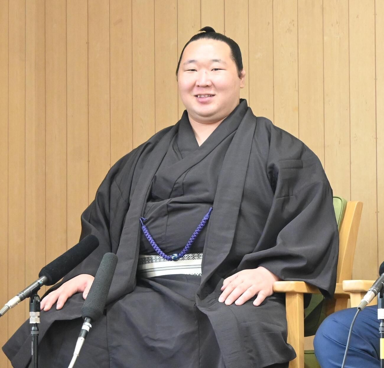 新入幕を果たした旭海雄（撮影・飯岡大暉）