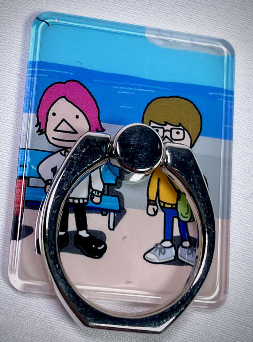 もりくんとさくまさんのイラストを埋め込んだスマホホルダー（非売品）