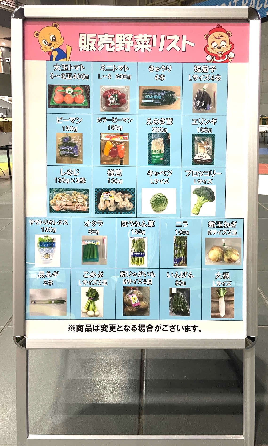 野菜即売会で販売された野菜