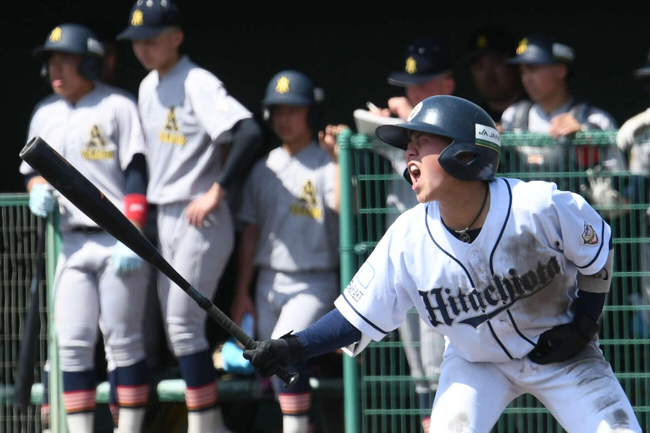 常陸太田の白土が叫ぶと、相手投手は投げにくそう？