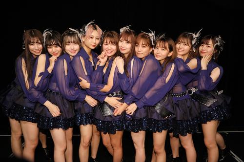 「ミッドナイト公演」に出演した、左から荒井優希、井田玲音名、佐藤佳穂、古畑奈和、山内鈴蘭、高柳明音、斉藤真木子、大場美奈、北野瑠華、青木詩織