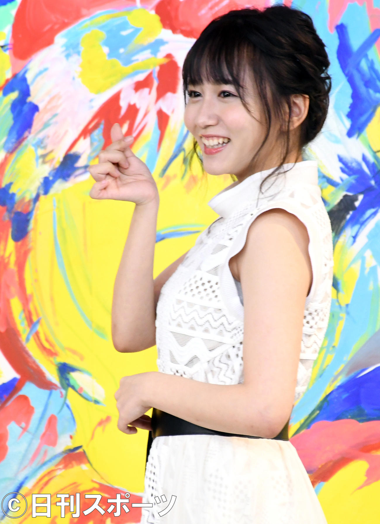 写真集「答え合わせ」発売イベントを行ったSKE48大場美奈（撮影・大友陽平）