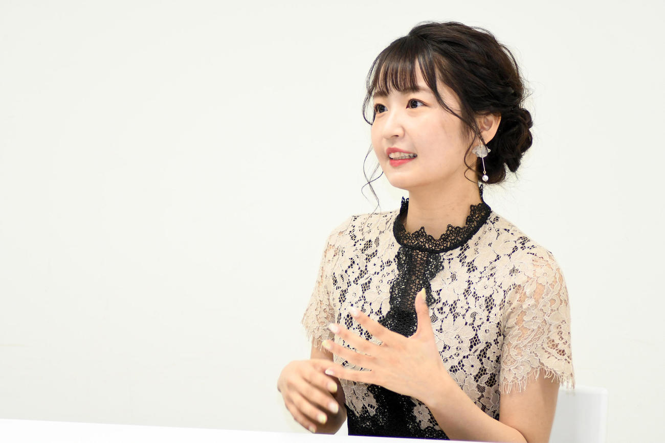 舞台「未来記の番人」の出演に向けて意気込みを語ったSKE48惣田紗莉渚（2021年2月25日撮影撮影）