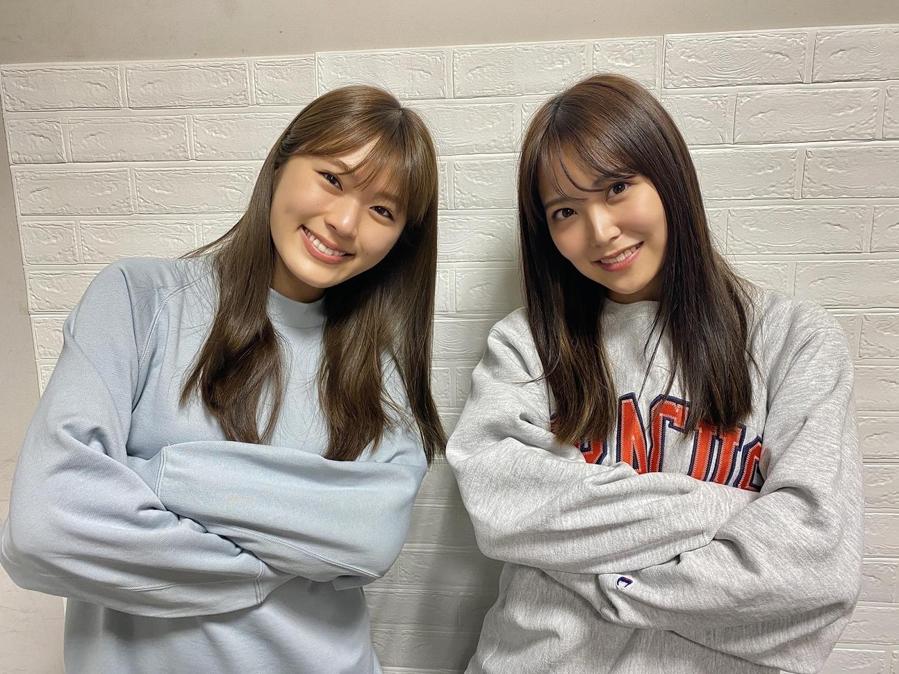 白間美瑠（右）と、後輩の渋谷凪咲（C）NMB48
