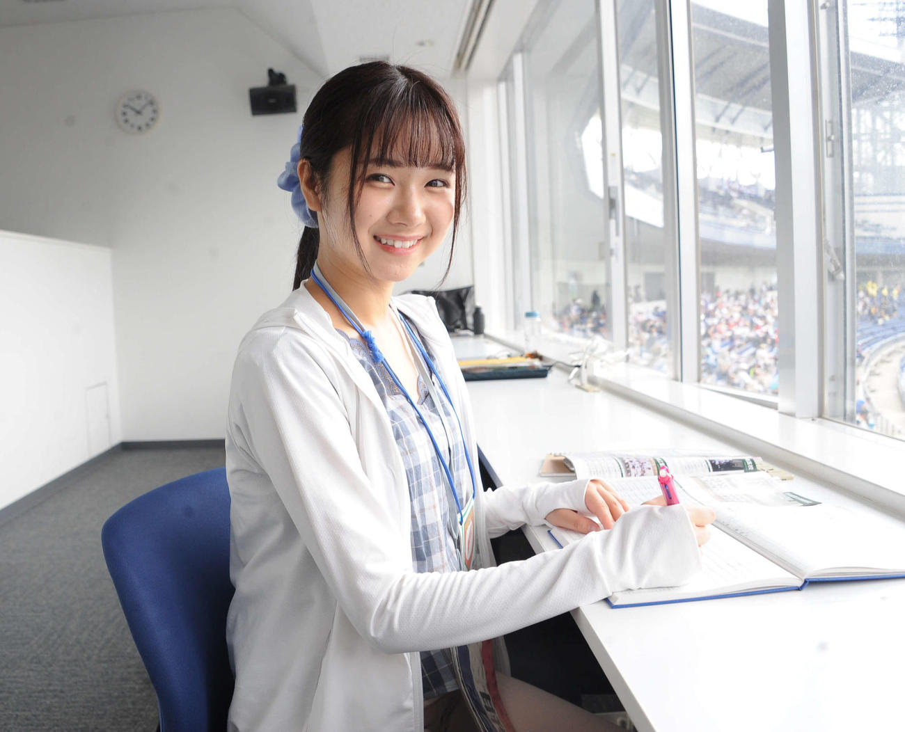 エコスタの記者席から観戦。スコアもつけました