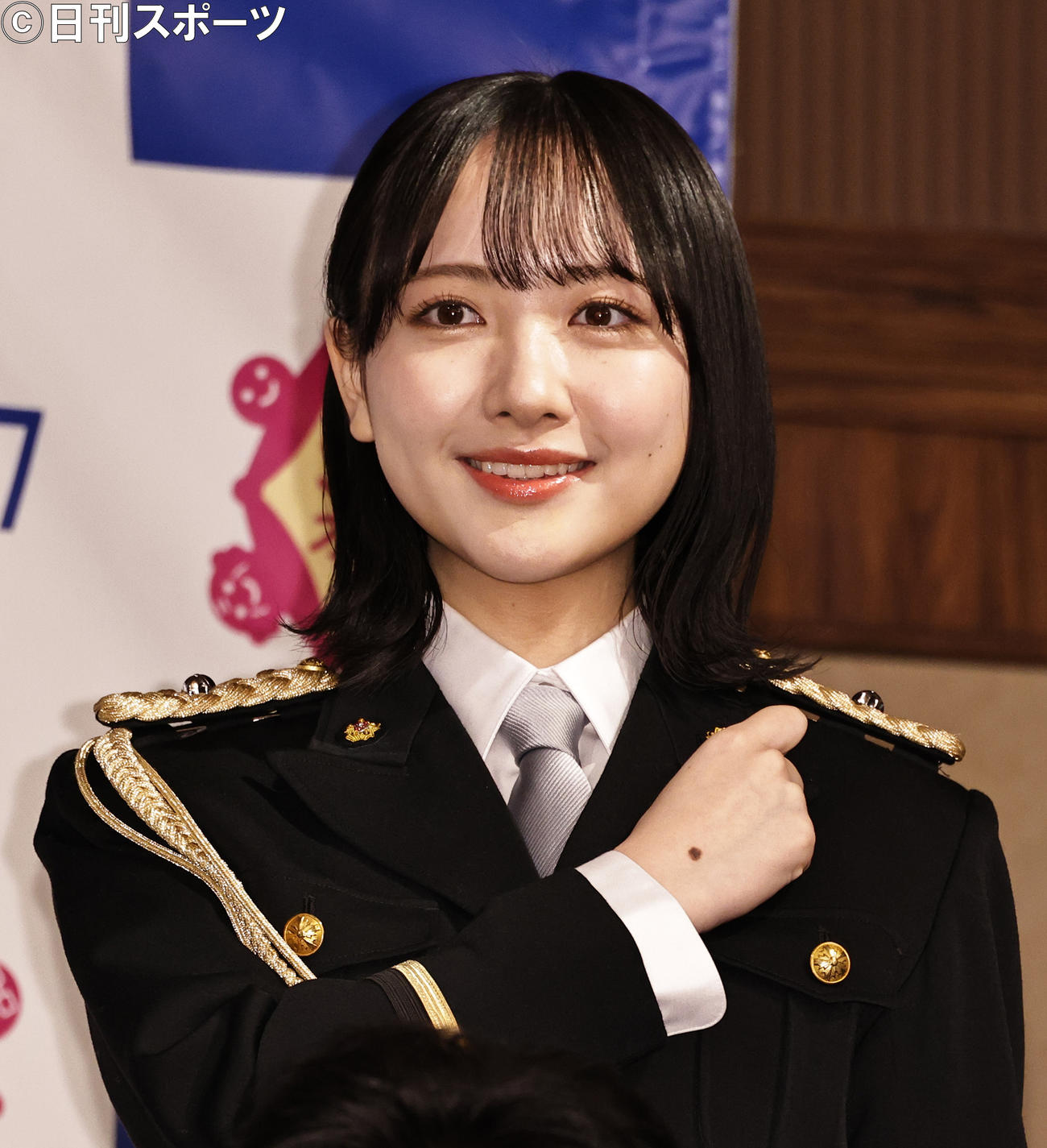 「ストップ・オレオレ詐欺47～家族の絆作戦～」プロジェクトチームのメンバーのSTU48石田千穂（撮影・中島郁夫）