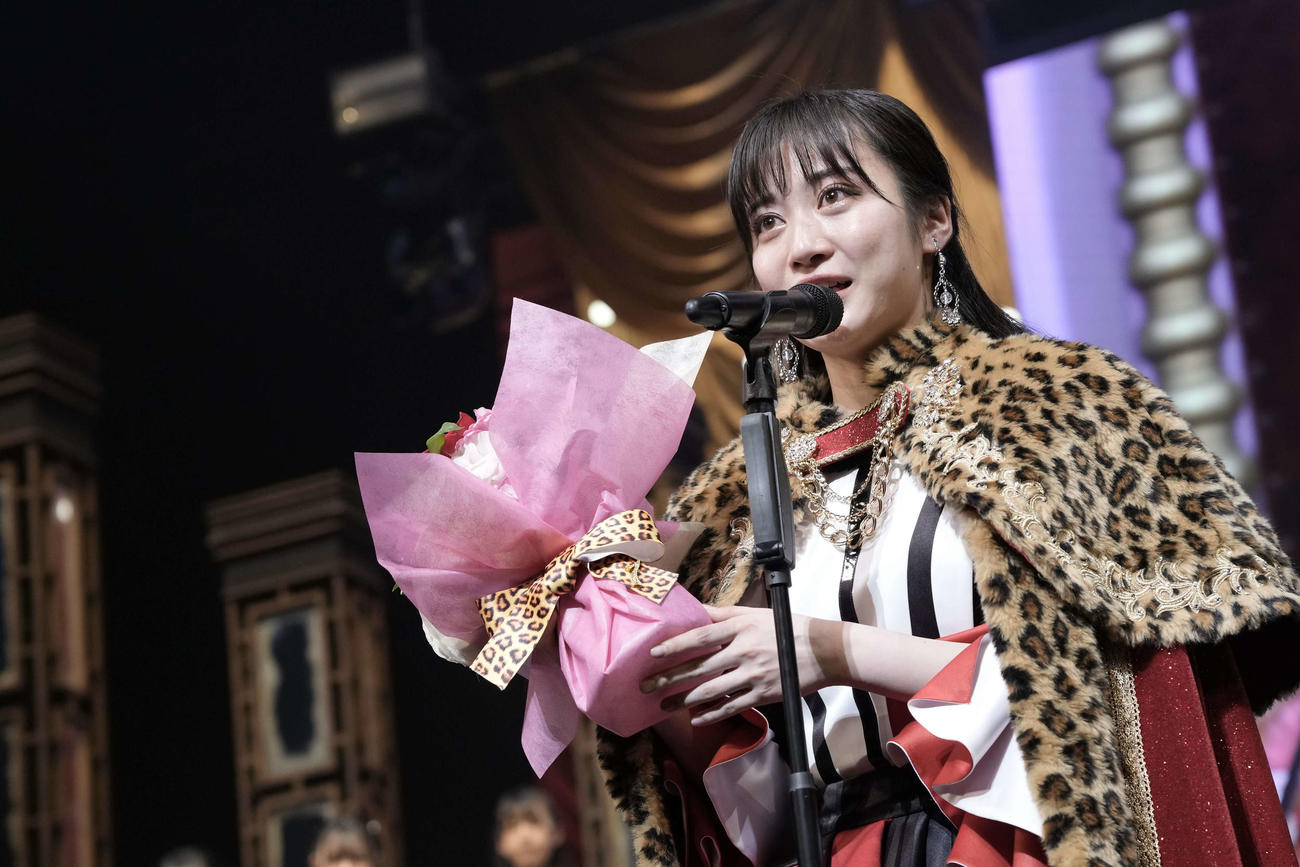 NMB48の次作シングル選抜を決めるイベントで1位になり、センターに決まった川上千尋（C）NMB48