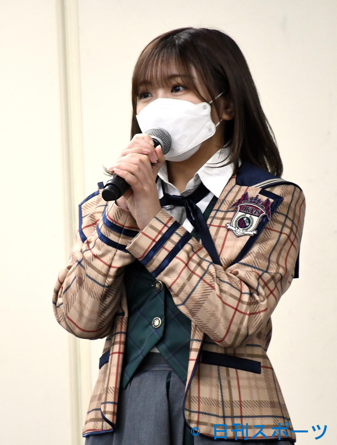 新型コロナウイルスワクチン接種の広報啓発活動で接種を呼びかけるHKT48武田智加（撮影・大友陽平）